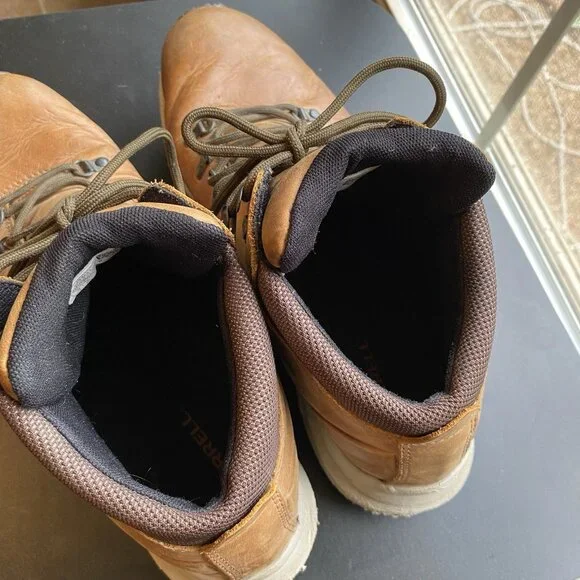 Merrell Ontario Men’s Size 13 Brown Leather Mid Waterproof Hiking Boots Casual